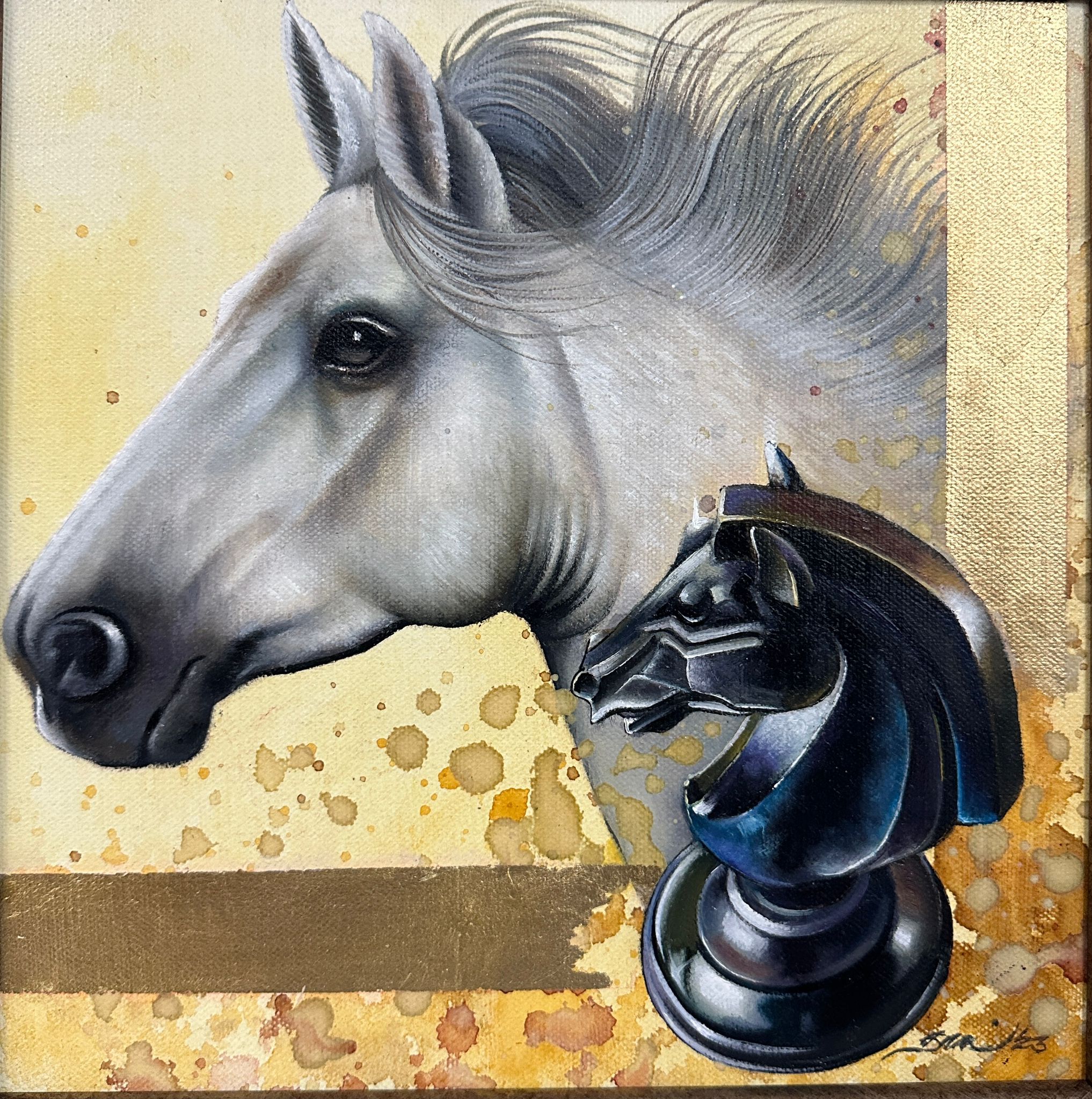 horse, animal, Juxtaposition II, Oil on linen, painting, Jayaraman Kalidass